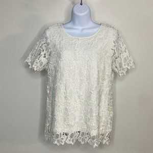 PHILOSOPHY WOMEN'S WHITE LACE TOP BLOUSE